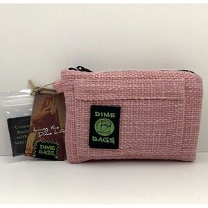 Dime Bags Hemp Recycled Polyester Clutch Bag 8" Padded Smell Proof Pouch Pink